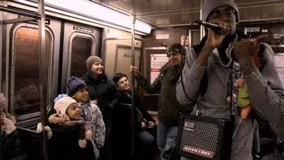 Crazy Spongebob Beatboxer Amazes Children on New York R Train. Verbal Ase