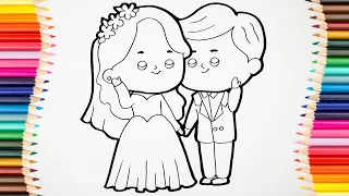 Bride and Groom Set. How to Draw the Bride and Groom