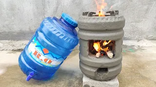 The idea of ​​casting a wood stove from plastic jugs - cement and sand