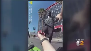 Body Cam Video Shows Suspect With Machete Threatening Officer In Hollywood