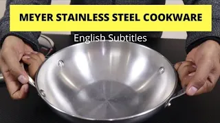 स्टेनलेस स्टील की कड़ाही | Meyer Stainless Steel Cookware | Kadai Review India | English Subtitles