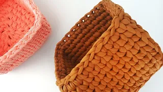 PERFECT corners - crochet SQUARE basket STEP by STEP