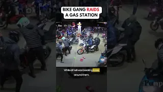 Bike gang raids gas station 🤯 #Shorts