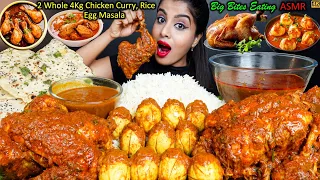 ASMR Eating Spicy Whole Chicken Curry,Egg Curry,Jeera Rice,Butter Naan Big Bites ASMR Eating Mukbang