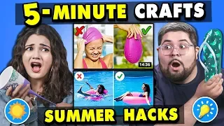 Generations React To And Try 5-Minute Crafts (Summer Hacks - Do They Work?)