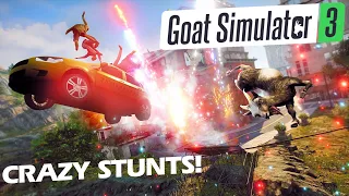 HIGHLIGHTS OF CRAZY GOAT STUNTS! | Goat Simulator 3 - 3 Player CO-OP
