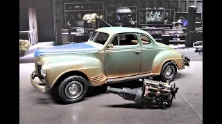 1941 Plymouth Coupe Hot Rod 1/25 Scale Model Kit Build Review and Weathering AMT AMT1197