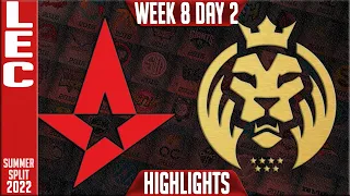 AST vs MAD Highlights | LEC Summer 2022 W8D2 | Astralis vs MAD Lions