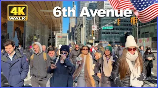 【4K】WALK Sixth Avenue on Christmas Midtown NEW YORK City USA Manhattan Travel vlog