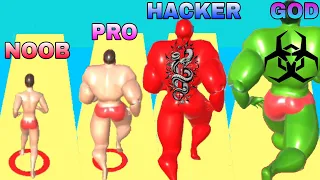 NOOB VS PRO VS HACKER VS GOD  in Muscle Race 3D