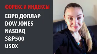 Технический анализ по Евро доллар, #DowJones #NASDAQ #SP500 #USDX