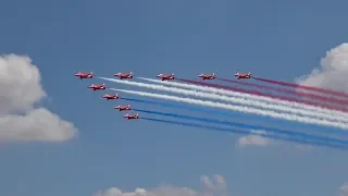 Red Arrows Royal Air Force Aerobatic Team flying Display RIAT 2018 RAF Fairford AirShow