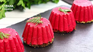 Beetroot mousse with herring / Appetizer on the festive table