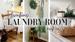 FARMHOUSE LAUNDRY ROOM MAKEOVER / DIY BOARD BEAD WALL WITH HOOKS / DECORATE WITH ME /ROBIN LANE LOWE