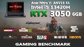 Acer Nitro V - RTX 3050 6GB + Intel i5 13420H Gaming Benchmark Test | RTX 3050 6GB Gaming Test |