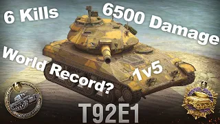 WOTB T92E1 - 6500 Damage - World Record Ace Gameplay - 1v5 Kolobanova - 6 Kills