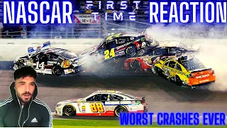 BRITISH GUY FIRST TIME REACTION TO NASCAR - *The Worst NASCAR Crashes of All Time*
