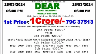 🔴 Day 6 P.M. Dear Nagaland Live Lottery Sambad Result Today ll Date-28/03/2024 ll