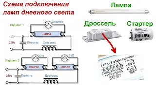 Подключение люминесцентной лампы дневного света, схема на дросселе и стартере, описание ее работы