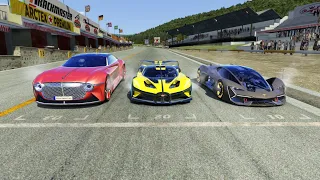 Bugatti Bolide vs Lamborghini Terzo Millennio vs Bentley EXP 100 GT Concept at Old Spa