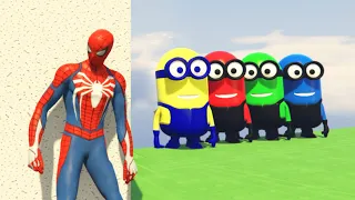 GTA 5 Epic Ragdolls RED SPIDERMAN VS RED MINION VS GREEN MINION Euphoria Physics & Funny Fails ep.04