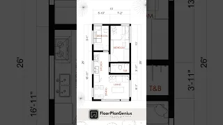 13X26 Home Plan Bedroom #HouseDesign #shorts