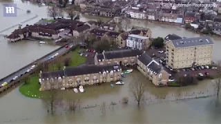 Aerial footage shows flooded St Ives town on Easter Monday