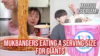 mukbangers eating a serving size for GIANTS (+ giveaway!)