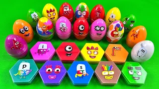 Picking up Numberblocks with Rainbow Eggs, Hexagon Shapes CLAY Coloring! Satisfying ASMR Videos