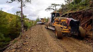 !CAT 140M ROCK MONSTER!-kaya canavarı-grader-grayder-ormanda tek başına #keşfet #buldozer