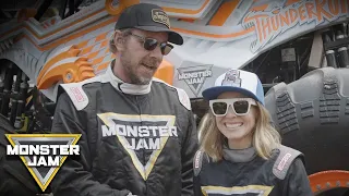 Kristen Bell and Dax Shepard Drive Monster Jam Trucks