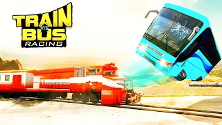 Train vs Bus Racing Video Game | Bus vs Train Speed | Train Game | Gadi Game | Bus Game Part 2