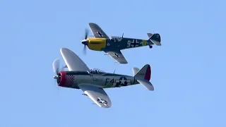 Messerschmitt Bf 109 G Buchon vs.  P-47 Thunderbolt at Oldtimer Fliegertreffen Hahnweide 2019