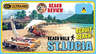 Reduit Beach St.Lucia 🇱🇨 (Impressive🏖️with big hills backdrop!) 4K Walking Tour/Beach Walk & Review