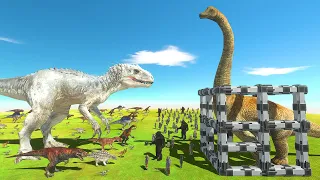 Dinosaur Attack | Indominus Rex Rescue Brachiosaurus - Animal Revolt Battle Simulator