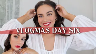 Easy Glam Holiday Makeup Look ft. RED Lips VLOGMAS DAY SIX || EJB