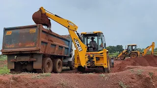 Two JCB Backhoe Loading Red Mud in Tata Truck | JCB Video | JCB Loading Video