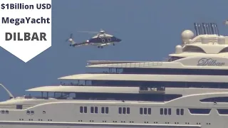 $1BILLION USD MegaYacht "DILBAR" Helicopter Landing