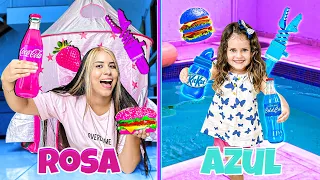 24 HORAS COMENDO COMIDA ROSA VS AZUL COM MINHA IRMÃZINHA DE 3 ANOS!