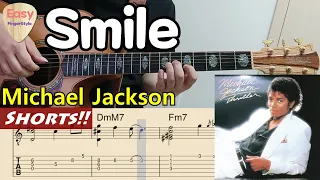 💥Smile - Michael Jackson💥Easy Fingerstyle Acoustic Guitar Tutorial - Lyrics &Tabs #shorts