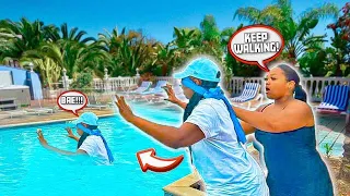 Making My GIRLFRIEND Get FULLY DRESSED Then THROWING Her In The POOL PRANK!