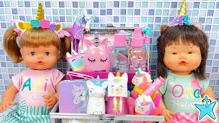 ANI y ONA RUTINA de MAÑANA con🦄UNICORNIOS Vídeos infantiles para niñas y niños de Muñecas y Juguetes