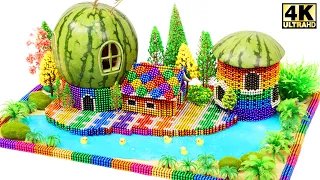 DIY - How To Build Fairy House from Magnetic Balls and Watermelon (So Satisfying) | MM 4K ASMR