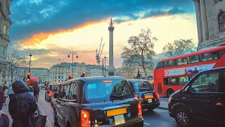 Central London Sunset Walk - The Strand to Piccadilly Circus incl. Soho - 4K 60FPS