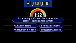 Who wants to be a millionaire Clock Format, Million Dollar Question