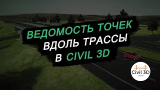 Ведомость точек вдоль трассы в Civil 3D