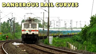 130 Kmph Electric + Diesel High Speed Trains on SHARP CURVE | Indian Railways