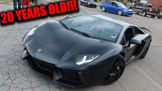 20 YEAR OLD FLEXES LAMBORGHINI AVENTADOR FOR THE LADIES AT CAR SHOW!!!