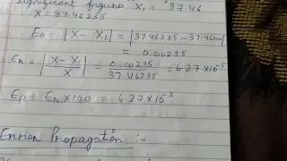 Errors in Numerical calculations