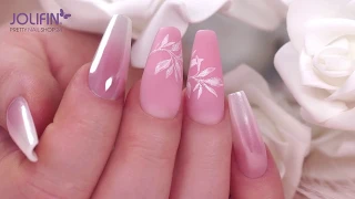 Nailart : „Pearly Babyboomer“ mit dem Jolifin Super Pearl Pigment – white